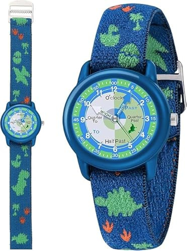 Timever Orologio per Bambino,Orologio Analogico al Quarzo per Ragazzi e Ragazze con Cinturini in Tessuto Elastico e Farfalle/Dinosauri/Fiori,Regalo per Bambini dai 3 ai 12 Anni
