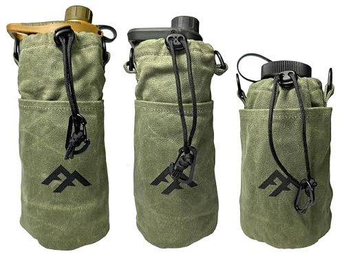 Forest Fundamentals isolerad flaskpåse | kompatibel med Grayl vattenfilter, 9,7 dl breda munflaskor och kapslade koppar | handgjord vaxad bomullsduk och engelsk kokt ull, gRÖN, UltraPress Bottle Size