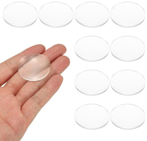 PATIKIL 10-pack bikonvexa linser, 34 mm i diameter. 75 mm brännvidd, optiska linser, förstoringsglas, papperstopp, akryl, dubbelkonvex för DIY, skrivbord, hem, vetenskapsexperiment, teleskop
