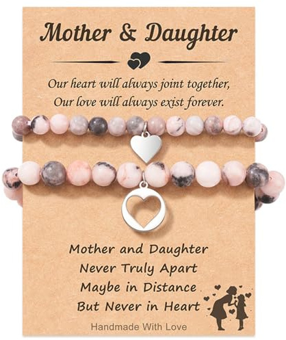 CUEMOON Bracelet mère fille rentrée des classes 2025 bracelet écolier fille réglable pour 2 personnes look partenaire mère
