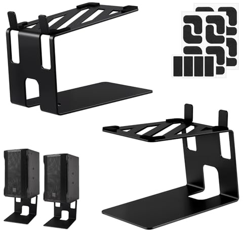 Faankiton 2 Supporti per Altoparlanti da Tavolo, Capacità di Carico: 20kg per Supporti Audio per Altoparlanti per Computer, Supporti Audio da Scrivania in Acciaio al Carbonio, Inclinazione di 5° (A)