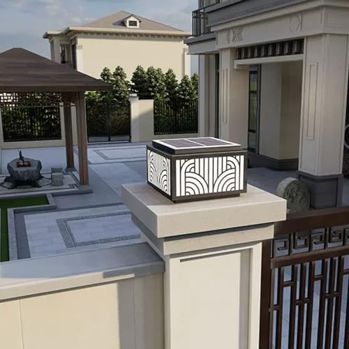 Lampe solaire d'extérieur – Lanterne colonne moderne étanche pour patios GarDecor Lampe solaire décorative et design élégant en PC, parfaite pour les allées et les espaces extérieurs.
