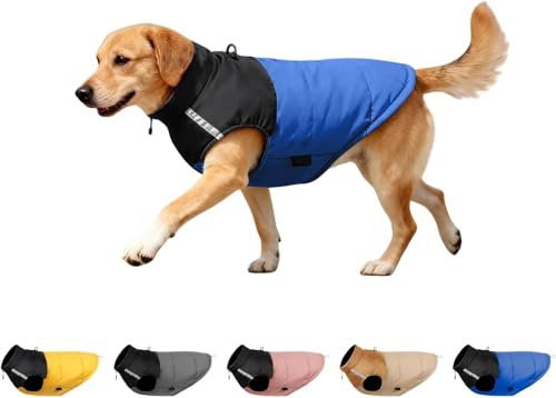 Cappottino invernale per cani, impermeabile, per interni ed esterni, caldo cappotto per cani con imbracatura riflettente, giacca calda regolabile per animali domestici di taglia piccola, media e