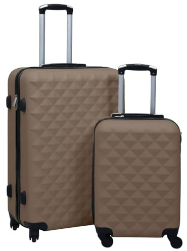 QUAHEAS Juego de 2 carros rígidos ABS marrón con ruedas de 360 grados, candado TSA, mango telescópico, ligero, resistente, ideal para vacaciones, negocios, avión y viaje corto, compatible con equipaje