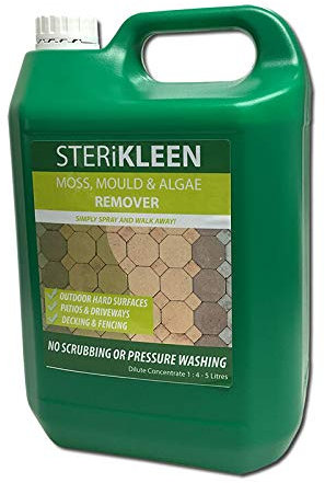 STERiKLEEN Moss, Mould & Algae Remover for Patios, Driveways, Decking & Fences - Simply Spray & Walk Away - 5L