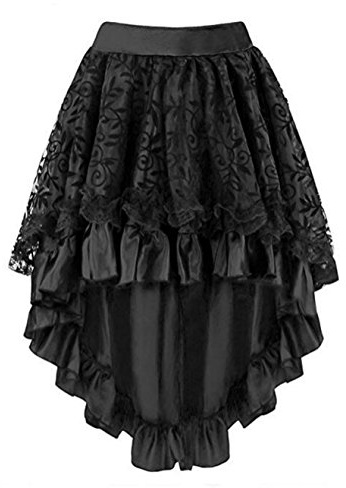 KUOSE Women's Burlesque Steampunk Dress Multi Layered Chiffon Skirt Black