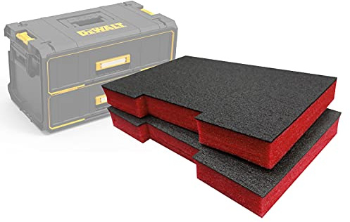 Shadow Foam Easy Peel – Skuminsatser för DeWalt ToughSystem-lådor [Röd 50 mm dubbelpack] för verktygsorganisation, Kaizen, 5s, verktygsförvaring och förvaringslådor
