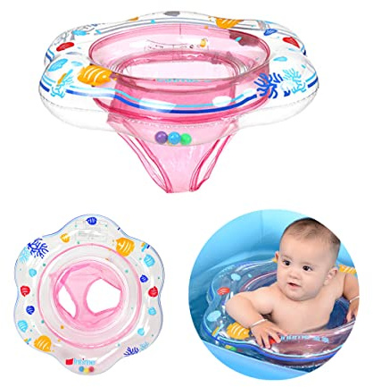 XQMMGO Bouée de natation pour bébé avec siège, accessoires de bain pour piscine pour enfants, tout-petits et nourrissons, bouée gonflable avec siège pour bébés âgés de 6 à 36 mois 52cm (Rose)