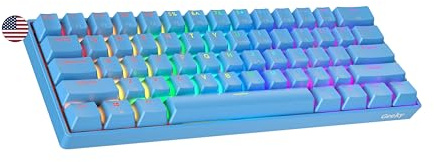 Geeky GK61 60% | Hot Swappable Mechanical Gaming Keyboard | 61 Keys Multi Color RGB LED Backlit for PC/Mac Gamer | ANSI US American Layout (Blue, Mechanical Red)