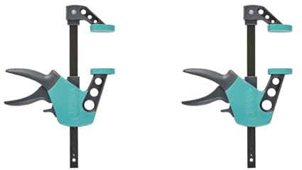 wolfcraft Einhandzwinge Easy 75-150 mm 3020000 / Einfaches Spannen und Lösen der Zwinge mit nur einer Hand - ideal für den Heimwerker/Spannkraft von starken 90 kg (Packung mit 2)