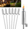 YRHome Set di 6 torce da giardino per esterni, in acciaio inox, antiruggine, 330 ml, altezza 115 cm, lunga durata di combustione, torcia per balcone, terrazza