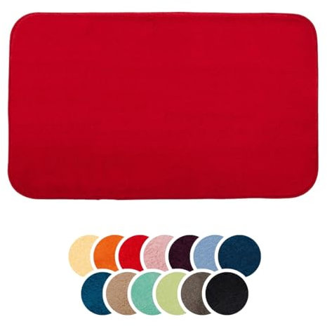 liebling Badteppich, 100% Polyester - Mikrofaser, Serie Santos, 60 x 100 cm,1500 g/m², 30 Grad waschbar, Farbe: rot