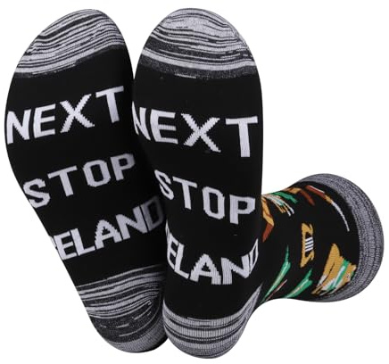 JXGZSO Ireland Trip Gift Next Stop Ireland Socks Ireland Travel Gift Ireland Themed Socks Ireland Symbols Souvenir Gift