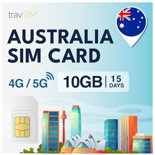travSIM Australien SIM-kort | 10 GB mobildata| Fungerar på iOS- och Android-enheter | Planen för detta Australien SIM-kort är giltig i 15 dagar