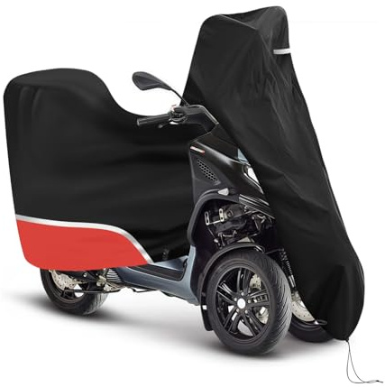 Housse de moto pour le plein air, imperméable et résistante à l'hiver, en tissu Oxford 420D, compatible avec Piaggio MP3 250/310/300/350/400/500/530 (Rouge)