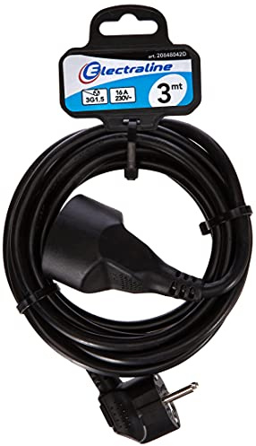 Electraline 20848042D Rallonge Prolongateur électrique 3 m 16A - section 3G1,5 mm² noir