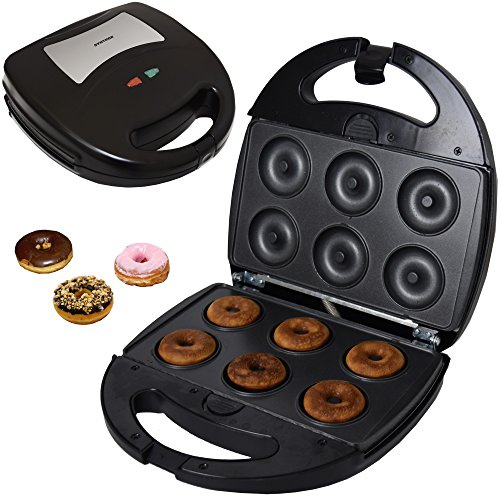 Syntrox Germany Edelstahl Maker Donutmaker Chefmaker SM-1300W Donut mit herausnehmbaren Backplatten