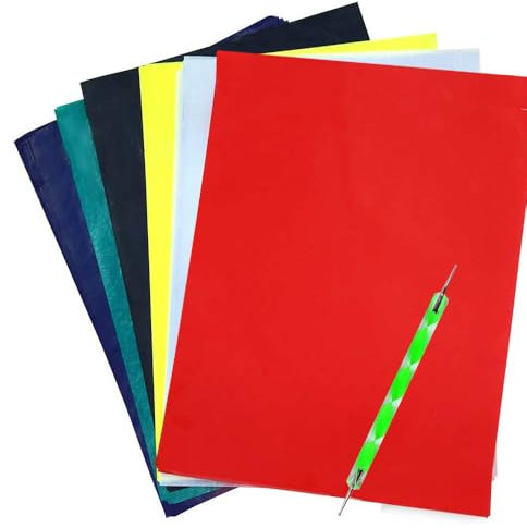 Yesallwas 50 Blatt A4 farbiges Kohlepapier Transfer papier, Pauspapier Carbon Papier mit 1 Pcs Präge-Stift-Punktierungswerkzeuge für Rückverfolgung Holz Papier Leinwand