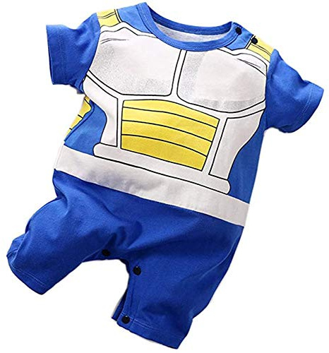 Sxkayxr sparkdräkt för nyfödda, pojkar, flickor, Goku-inspirerad småbarnsoutfit, overall, Blau2, 80 cm/9-12 Monate