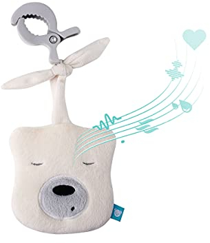 myHummy Baby Einschlafhilfe Geräusche Bär “mini“ ecru mit Klammer | Herzschlag und weißes Rauschen zur Beruhigung | Automatische Abschaltung | Sleep Aid White Noise Sound Bear for Babys