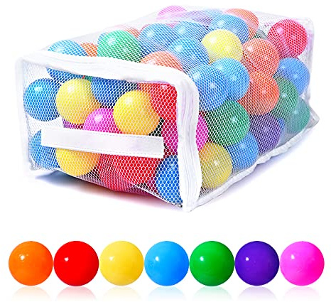 PlayMaty Ball Pit Balls - Colorful Ocean Pool Toys for Kids, Phthalate & BPA Free, 100pcs for Toddler Playhouse,Tent, or Playpen(Colorful)