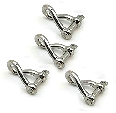 Twist Shackle Stainless Steel 316 Marine Grade,Mini Shackle 3/16 (5mm)-4 Pcs