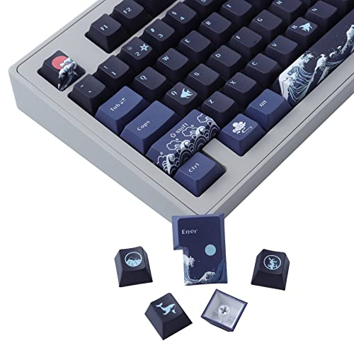 JakeTsai PBT Tastenkappen, 128-Tasten gefärbte Sublimation Cherry Profil Tastenkappe mit 6,25 U Tastenkappensatz für Cherry MX Schalter ISO/ANSI Layout Mechanische Tastaturen