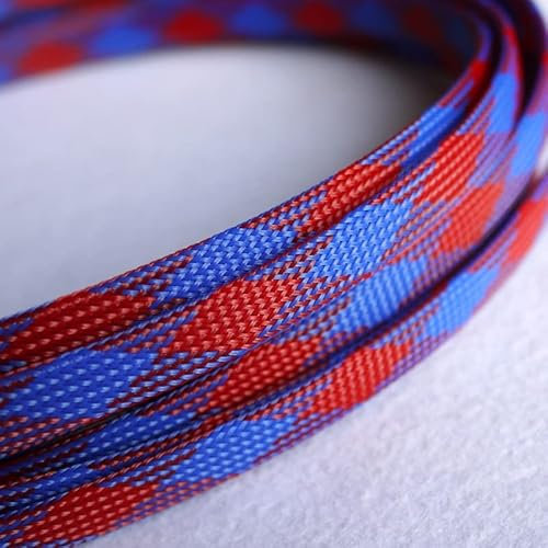 1-10M 4-16mm Blue-red Snakeskin Mesh Wire Cable Sleeves PET Expandable Insulation Sheathing Braided Pipe Protect Nylon Tight-1Meter,4mm