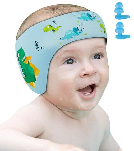 Stirnband Schwimmen Kinder, Neopren Stirnband Kinder mit Klettverschluss, Ohrenschutz wasser Kopfband für Mädchen und Jungen, Elastizität Wasserdichtes Schwimmband (Blau, L)