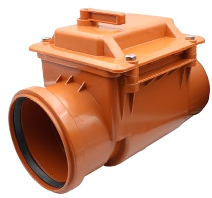 MD technic Bouchon anti-retour DN125 orange avec clapet anti-retour et verrouillage d'urgence