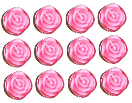 Artibetter 12 Pcs Bougies Chauffe-Thé Bougies Chauffe-Plat Décoratives Bougie Chauffe-Plat Non Parfumée Flottantes En Forme De Fleur De Rose En Vrac Petites Votives
