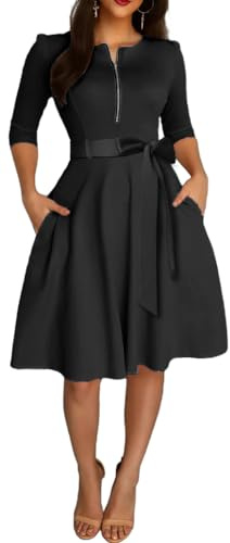 Bttup Elegant Church Dress for Women Business Casual Pencil Dress Wedding Guest Office Work Dresses Party Outfits, Black, XXL