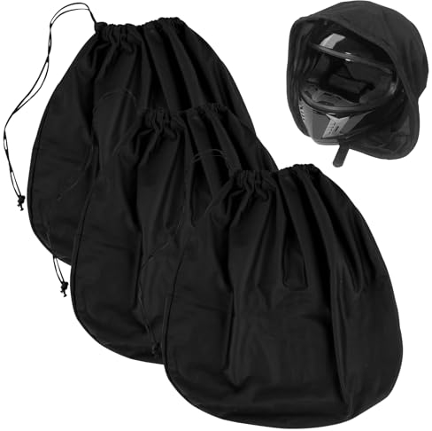 WIYETY Helmtasche, 3 Stück Plüsch Helmbeutel mit Kordelzug Tragbarer Helmsack Helmrucksack, 47 x 43 cm Schwarz Helmtasche Motorrad, Motorradhelm Rucksack für Motorradhelm Fahrradhelme Skihelme