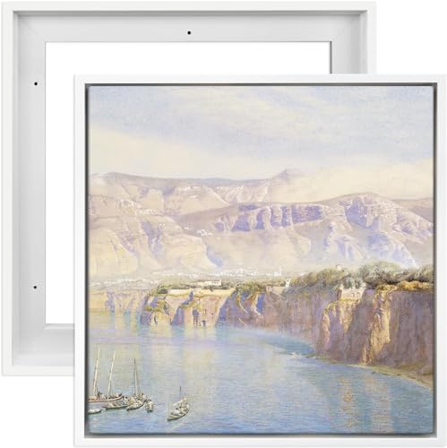 FOLKOR Canvas Floater Frame for 8x8 Prints or Oil Paintings, 2 Pack 0.9 Inch Depth Floating Frame for Stretched Canvas Art, Home Office Gallery Wall Decor, Horizontal or Vertical Display (White)