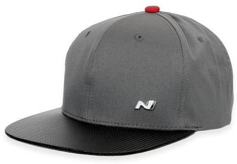 Hyundai HMD00583 Snapback Cap Kappe Mütze Basecap, grau, Panel in Carbon-Optik, mit N-Logo