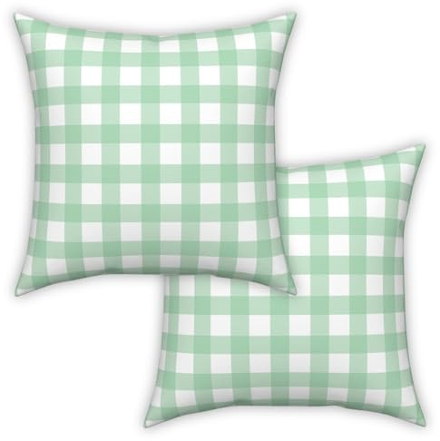 ggaimwf Copricuscini a Quadretti 60x60cm Agriturismo Fodere per cuscini decorativi A quadretti Copricuscini verdi Quadrati per Divano Soggiorno Home decor Federa per cuscino sparsa Confezione da 2