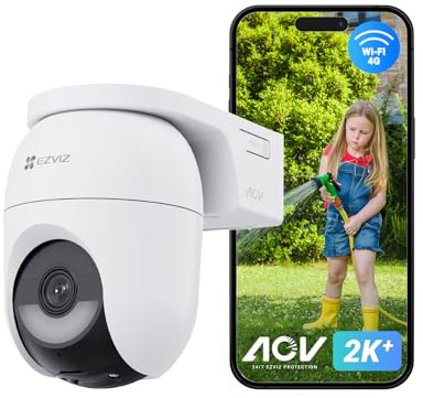 EZVIZ 4G LTE camera exterieur 2K+,4G/Wi-Fi basc.Auto,Camera surveillance wifi exterieure sansfil,Mode AOV, Détection Humaine/Véhicules,360° PTZ,Vision nocturne Couleur,Audio Bidirectionnel,CB8 Lite 4G