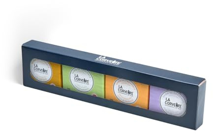 La Corvette, Sublime – Coffret 4 savons de Provence – 4 x 100 g – Parfums miel, fleur d’oranger, amande douce et lavande