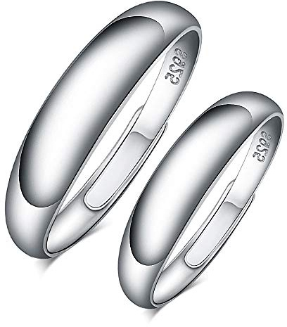 Infinite U Moda Chapado en Plata Esterlina 925 con Platino Amor Clásico Parejas/Novios Anillos Ajustables para Compromiso Boda. -Opciones Masculino/Femenino/Pareja (Pareja)