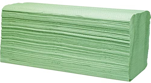 Wellsamed Papierhandtücher 3200 Stück, 25 x 23 cm Grün 2-lagig, ZZ-Falz umweltfreundliche Falthandtücher, Handtuchpapier, Papiertücher