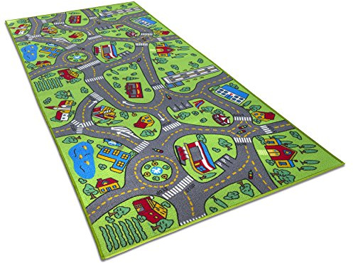 Kids Rugs Carpet Giant Large 80 x 40 Playmat City Life - Learn & Have Fun Safe! Children's Educational, Road Traffic System, Multi Color, Play Mat Rug Great for Playing Cars, Bedroom Playroom, Area