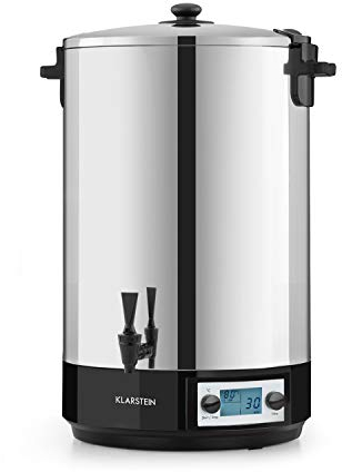 Klarstein KonfiStar 50 Digital Einkochautomat Einkochtopf Einkocher Heißgetränkespender, 50 Liter, 2500 Watt, 30-100 °C, Timer, Warmhalte-Funktion, Deckel mit Verschluss, Edelstahl poliert