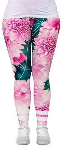cosey - Bunte Bedruckte Blumen-Leggings (Einheitsgröße) - Design Crysanthemen
