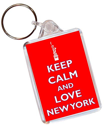 Baked Bean Store Keep Calm and Love New York - Double Sided Large Keyring Key Ring Fob Chain Name Tag