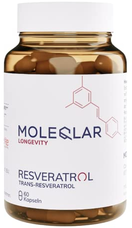 MoleQlar trans-Resveratrol Kapseln - 60 Kapseln Premium Resveratrol aus Hefefermentation - 500mg pro Kapsel - über 98% pures Molekül in trans-Konfiguration - 100% PAK- und GMO-frei