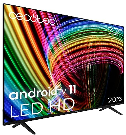 Cecotec Televisor LED 32 Smart TV A3 Series ALH30032. Resolución LED HD, Sistema Operativo Android TV 11, Google Voice Assitant y Chromecast, Modelo 2023