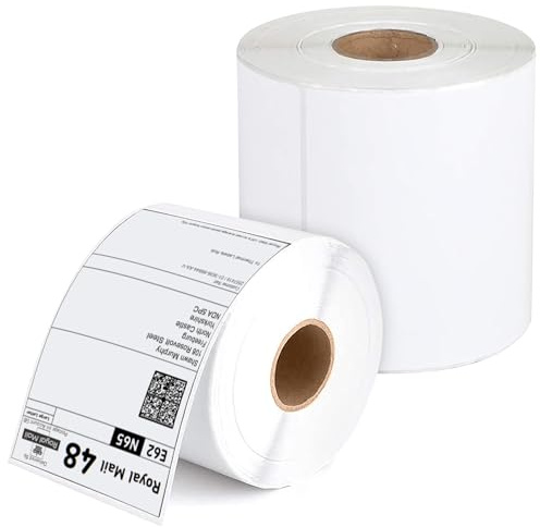 iSOUL 4X6 Direct Thermal Printer Labels Roll 100mm x 150mm 500 White Permanent Adhesive Shipping Labels Rolls Compatible for Zebra, MUNBYN Printers to use on Ebay, Amazon, Royal Mail Label