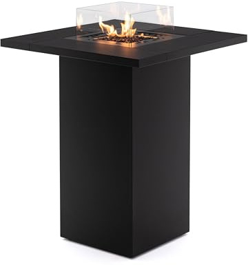 Square Table High con Fuego a Gas para Exterior – Mesa 2-en-1 con Fuego y Mesa de Cóctel con Compartimento Oculto para la Botella de Gas y Funda Protectora – Ideal para Terrazas y Entretenimiento