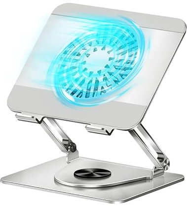 ICARE Laptop Ständer mit Magnetischem RGB Laptop Kühler, 360° Schwenkbar, 10KG Tragkraft und 18dB Leise, Halterung für Laptops und Tablets bis 16 Zoll