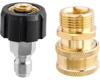 Gasea Juego de Adaptador de Manguera de Lavado a Presión, M22 a 3/8'' de Acopladores para Limpiadoras a Presión, Lavadora Presión Conexión Rápida 3/8, Rosca Métrica M2214 mm Hembra a Macho, 5000 PSI